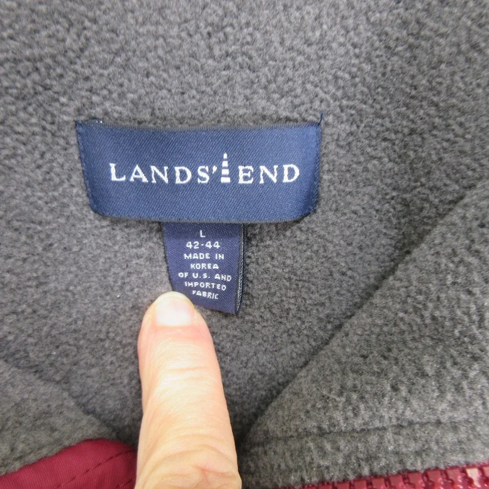 Lands' End Men's Jacket L Bomber Aircore-200 Fleece Lined Burgundy Red Full Zip